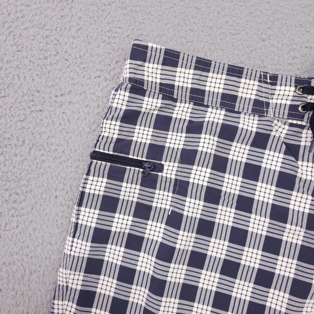 Patagonia Minimalist Wavefarer Board Shorts Men 36 Blue Plaid Swim Trunks Beach